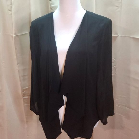 CALVIN KLEIN Black Flowy Open Front Dress Jacket Size XL - Picture 3 of 9